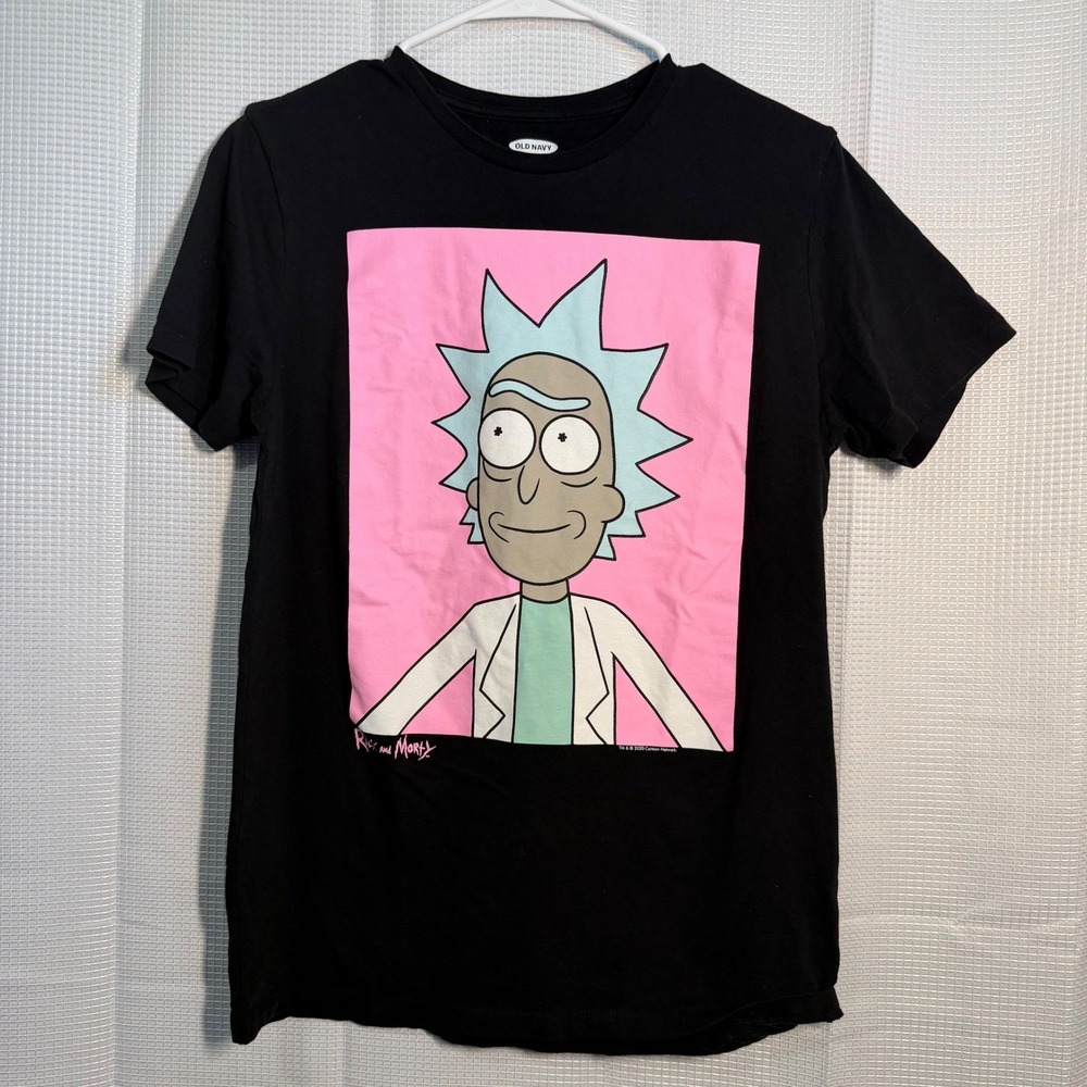Old‎ Navy Rick and Morty Graphic Tee Small Black Rick Sanchez Portrait